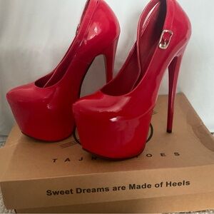 Tajn Red Platform Heels